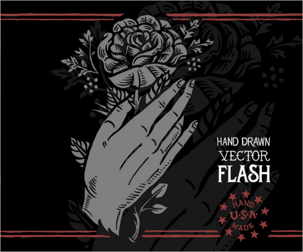 Flash Rose Tattoo Design