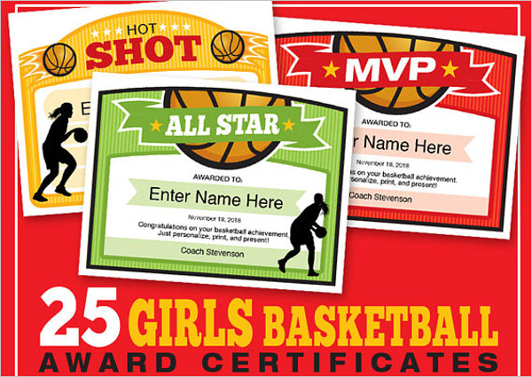 Girls Basketball Certificate Template