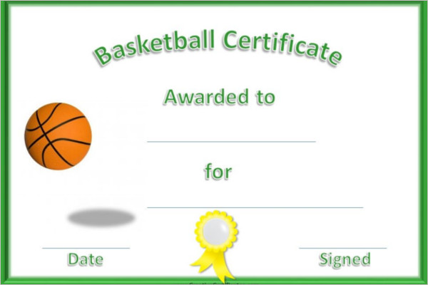 Printable Basketball Cartificate Template