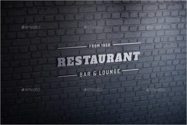 Restaurant Wall Logo Mockup