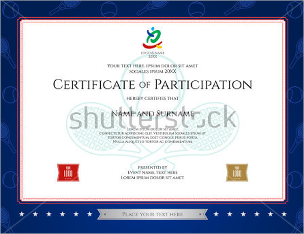 Sport Theme Certification Of Participation