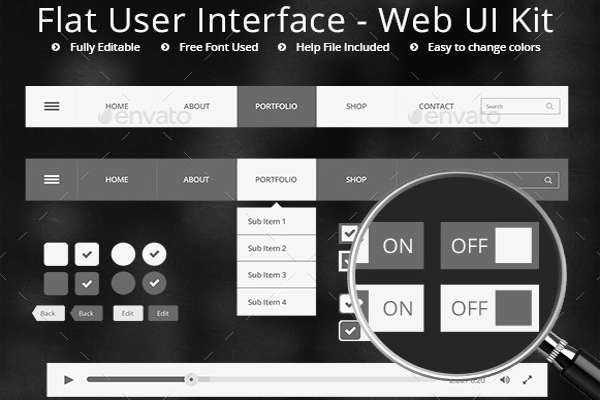 Unique Flat User Interface Kit