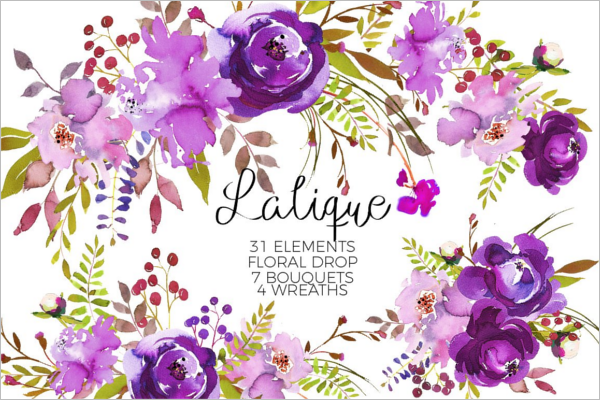 Violet Purple Floral Element Design