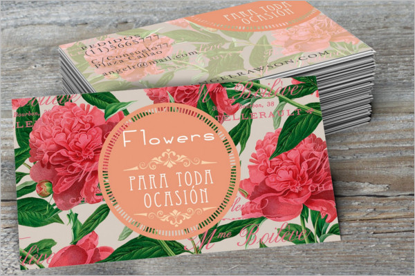 peonies flowers business card Design