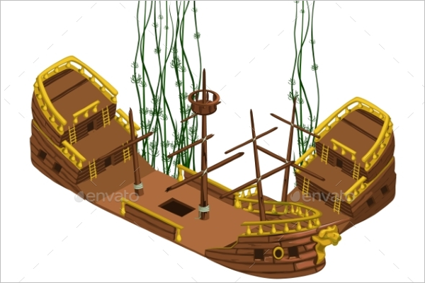 Broken Pirate Ship Vector Design