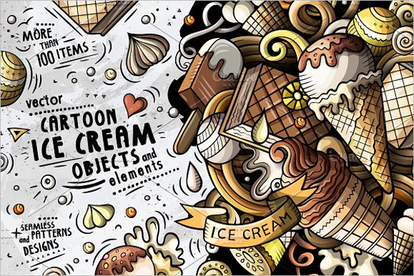 Cartoon Ice Cream Post Card Template