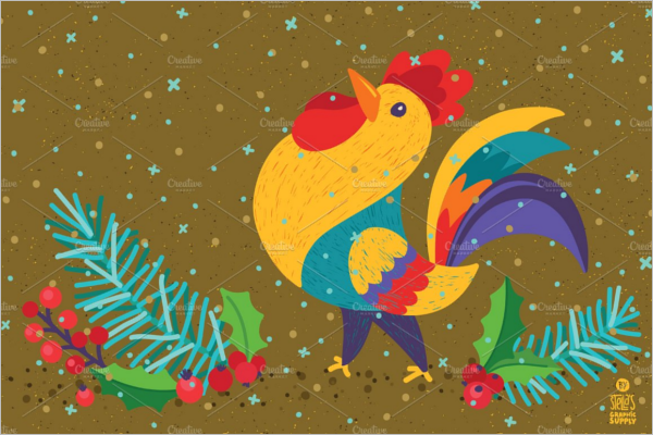 Christmas Illustrations Rooster Design