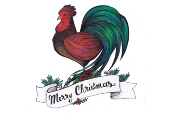 Christmas Rooster Vector Design