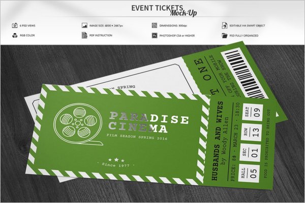 Cinema Ticket Mockup Design