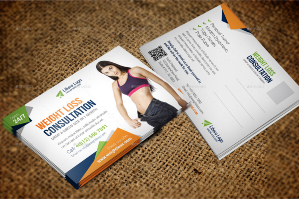 Fitness Weight Loss Postcard Template