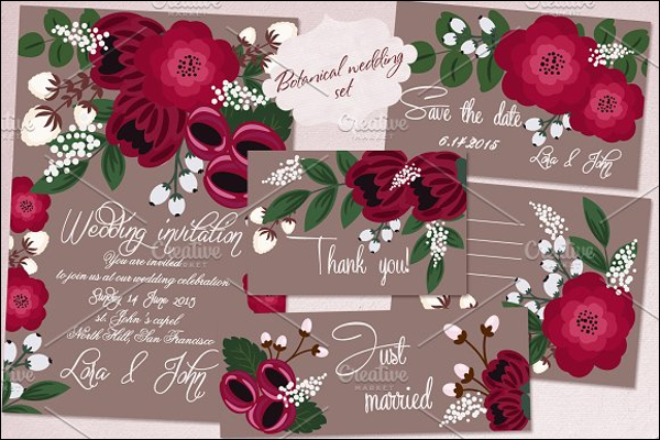 Flower Wedding Postcard Design