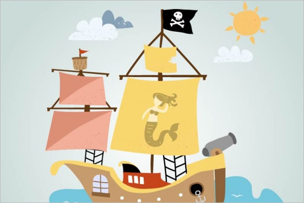 Free Vector Pirate Ship Sailing Design