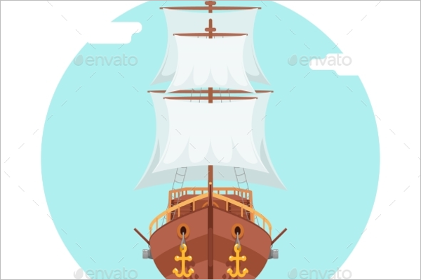 Front View Wooden Pirate Ship Vector