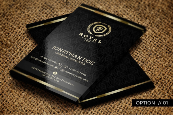 Gold And Black Hotel Business Cards