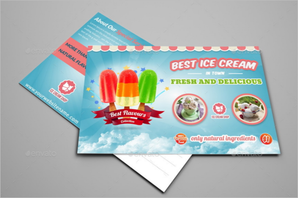 Ice Cream Shop Post Card Template