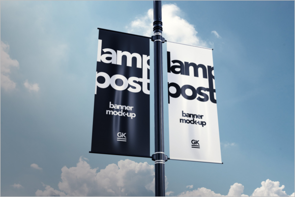 Lamp Post Banner Mock-up PSD Design