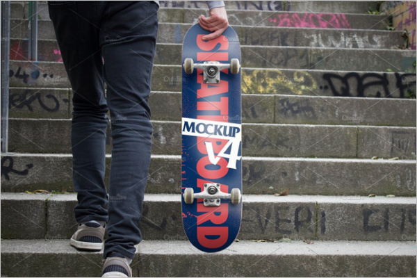 Long BroadÂ Skateboard Mockup Design