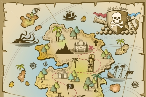 Pirate Treasure Island Vector Map