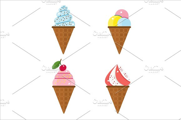 Set Of Ice Cream Post Card Design