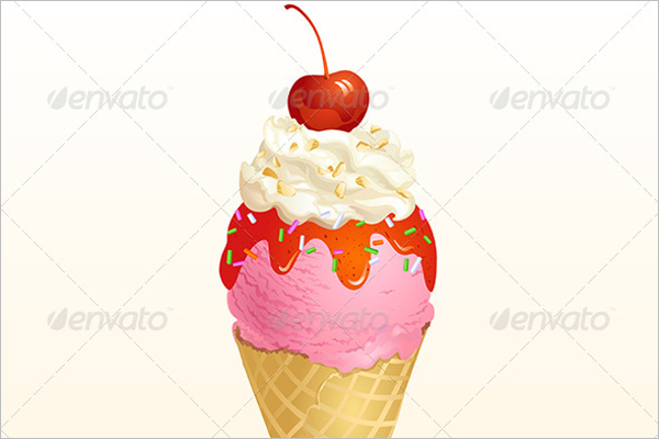 Strawberry Ice Cream Cone Template