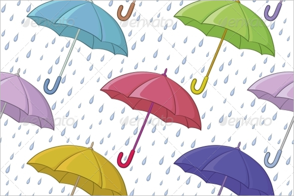 Umbrella and Rain Seamless Pattern