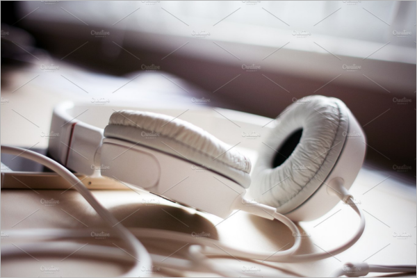 White Headphones Mockup Template
