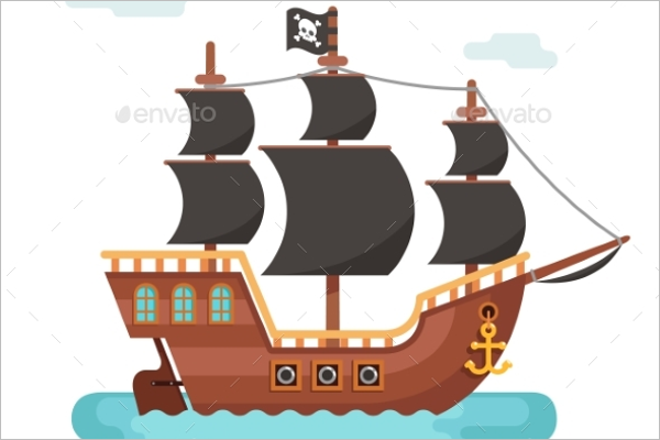 Wooden Pirate Ship Vector