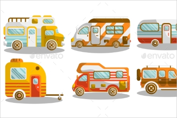 Camping Bus Illustration Vector