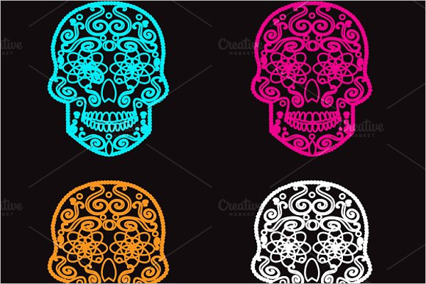 Colorful Skull Tattoos Design