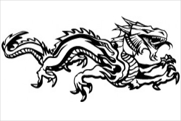 Horizontal Dragon Tattoo Design