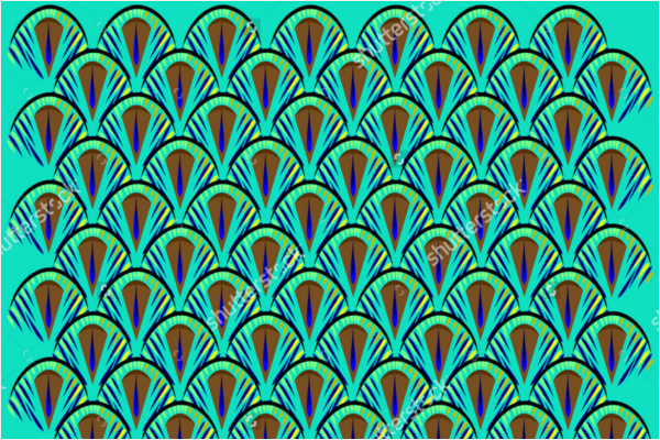 Peacock Geometric Feather Pattern