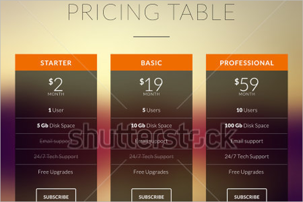 Presentation Pricing Table Design