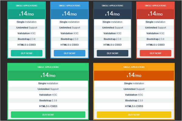 Pricing Tables Bootstrap Responsive Template