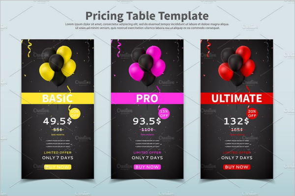 Responsive Pricing Table Template