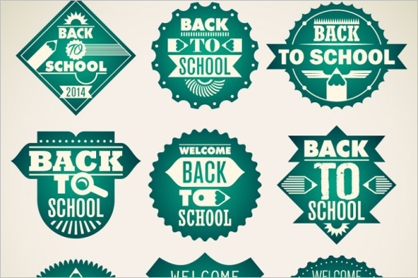 School Green Badges Design