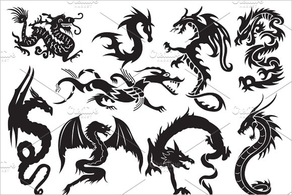 Set of Dragon Tattoo Design