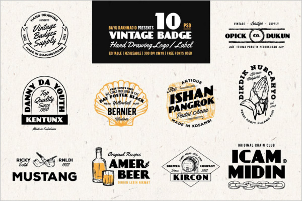 Vintage Typography Badge Templates