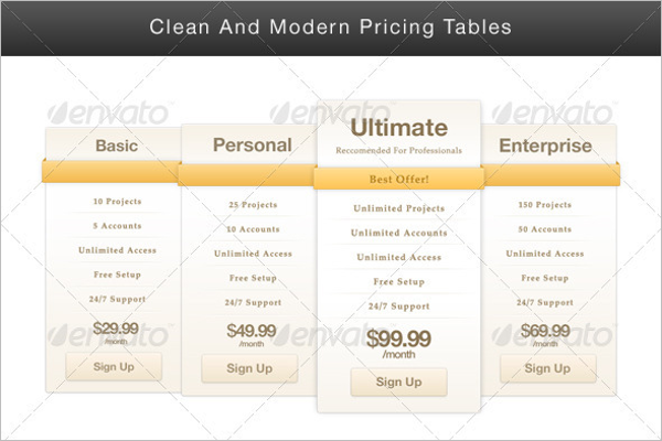 Website Pricing Table HTML Template