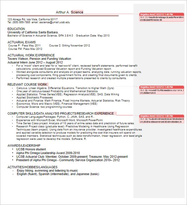 Actuarial Science Resume Cover Letter