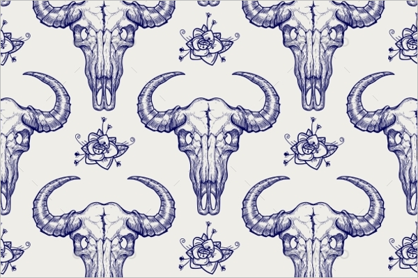 Buffalo Skull Seamless Pattern
