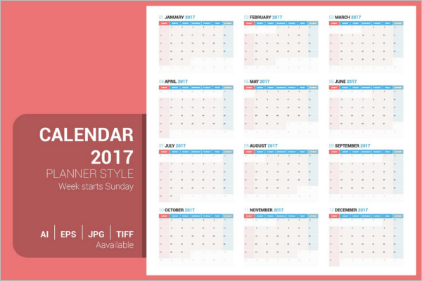 Calendar 2017 Planner Design