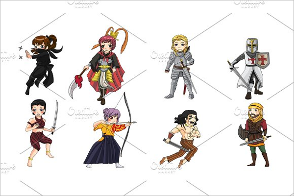Warrior Cartoon Characters Designs Free & Premium Templates