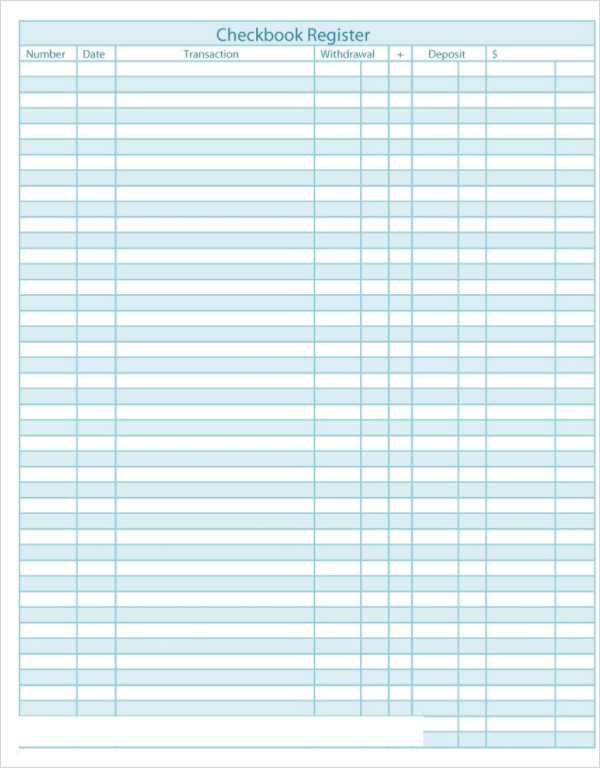 30+ Checkbook Register Templates Free PDF, Excel Format