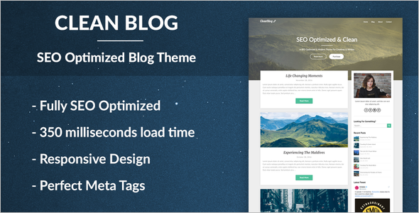 Clean Blog SEO Optimized WordPress Theme