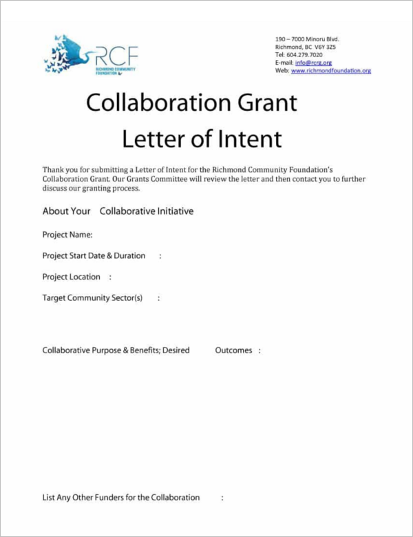 Collaboration Grant Letter of Intent