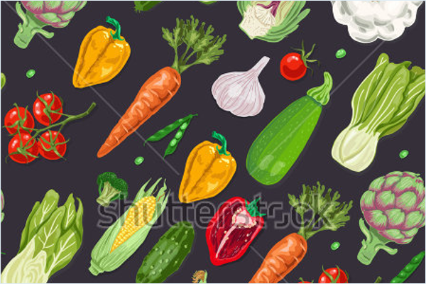 Colored Vegetables Fabric Design