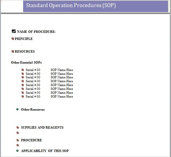 Creative Standard Operating Procedure Template