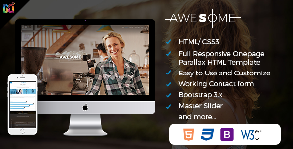 Custamizable One Page Parallax HTML Template