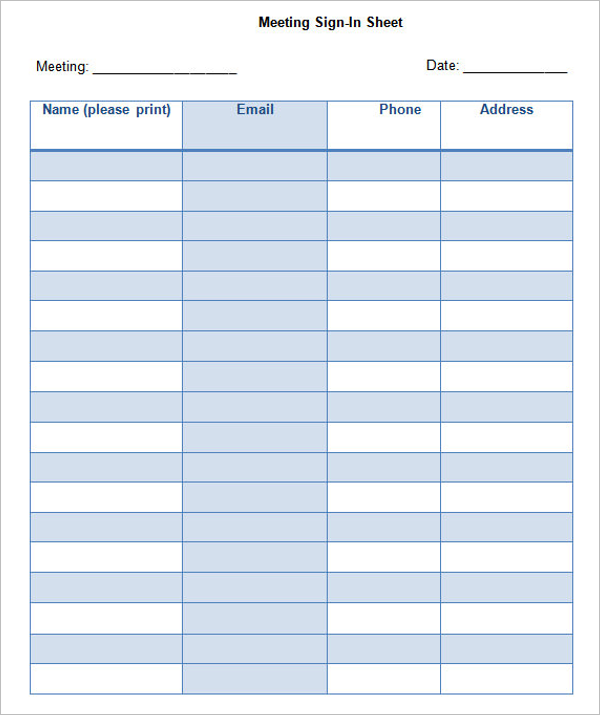 67+ Sign In Sheet Templates Free PDF, Excel Documents