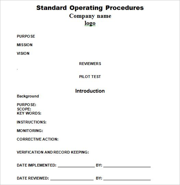 Download Standard Operating Procedure Template
